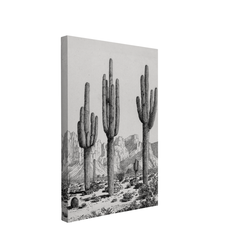 Desert Sentinels, Apache Trail, Arizona (c. 1930) by George Elbert Burr, Vintage Southwestern Art - Canvas Print Wall Art Décor Whelhung