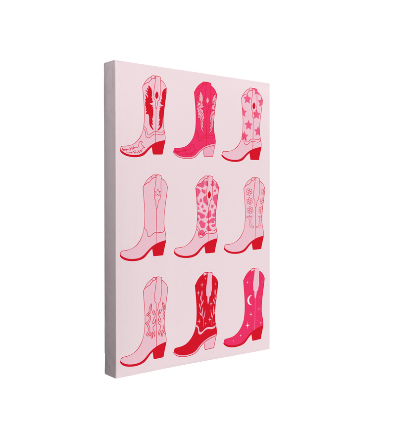 Pink Cowgirl Boots - Canvas Print Wall Art Décor Whelhung