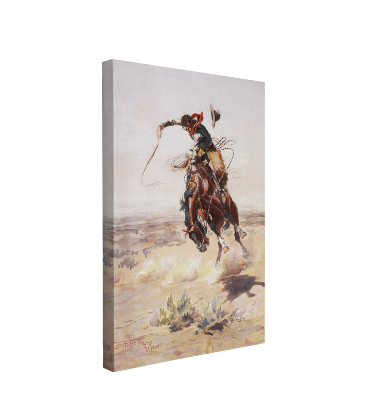 Bad Hoss (1904) by Charles Marion Russell, Vintage Southwestern Cowboy Painting - Canvas Print Wall Art Décor Whelhung