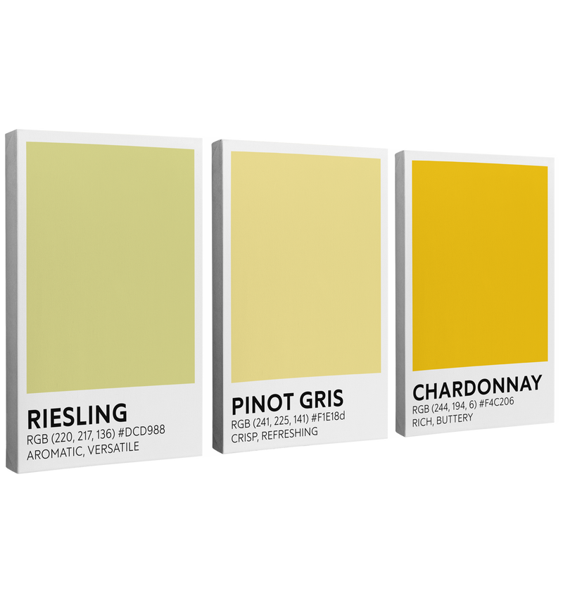 White Wine Color Swatch 3 Panel - Canvas Print Wall Art Décor Whelhung