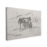Lone Cowboy Sketch (c. 1890) by Walter Shirlaw, Vintage Southwestern Art - Canvas Print Wall Art Décor Whelhung