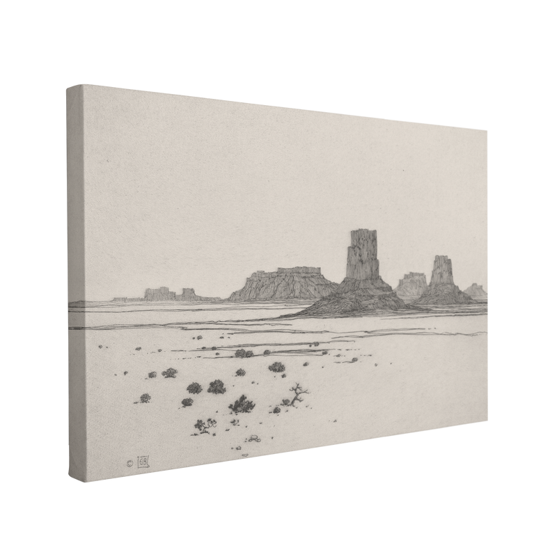 Dawn in the Land of the Buttes (1820) by George Elbert Burr, Vintage Southwestern Painting - Canvas Print Wall Art Décor Whelhung