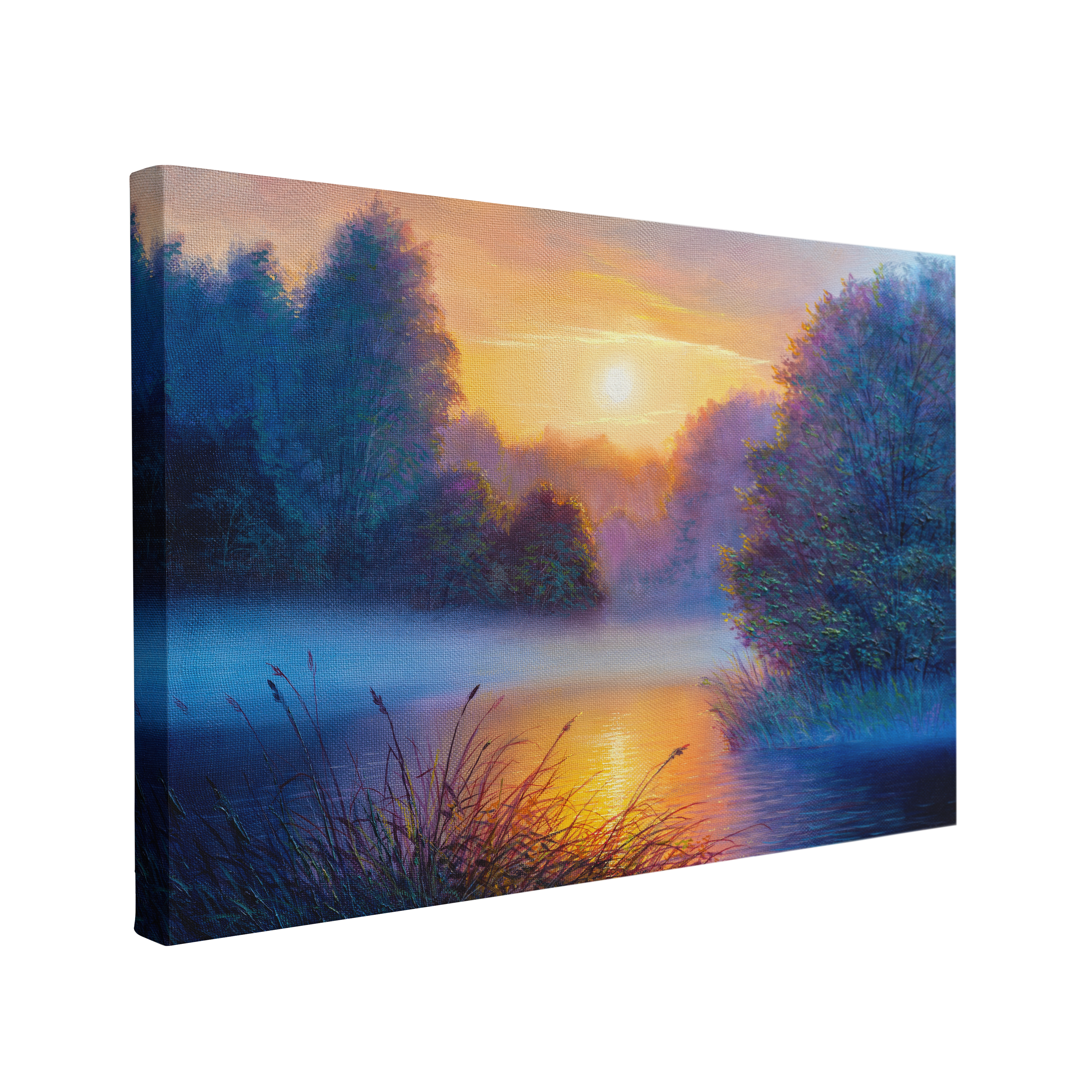 Foggy Morning River Oil Painting - Canvas Print Wall Art Décor Whelhung