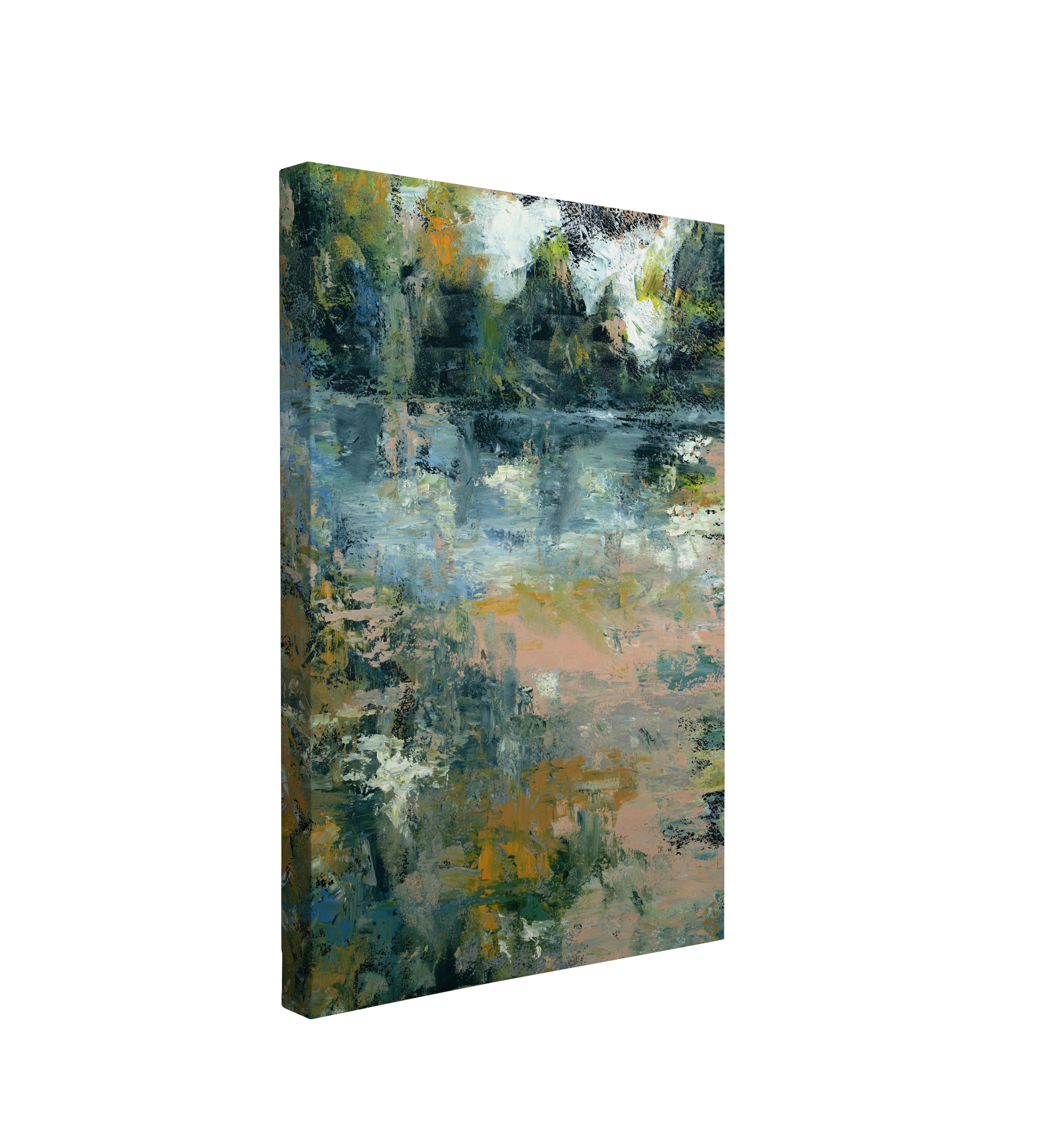 Deep Emerald Meadow Abstract Oil Painting - Canvas Print Wall Art Décor Whelhung