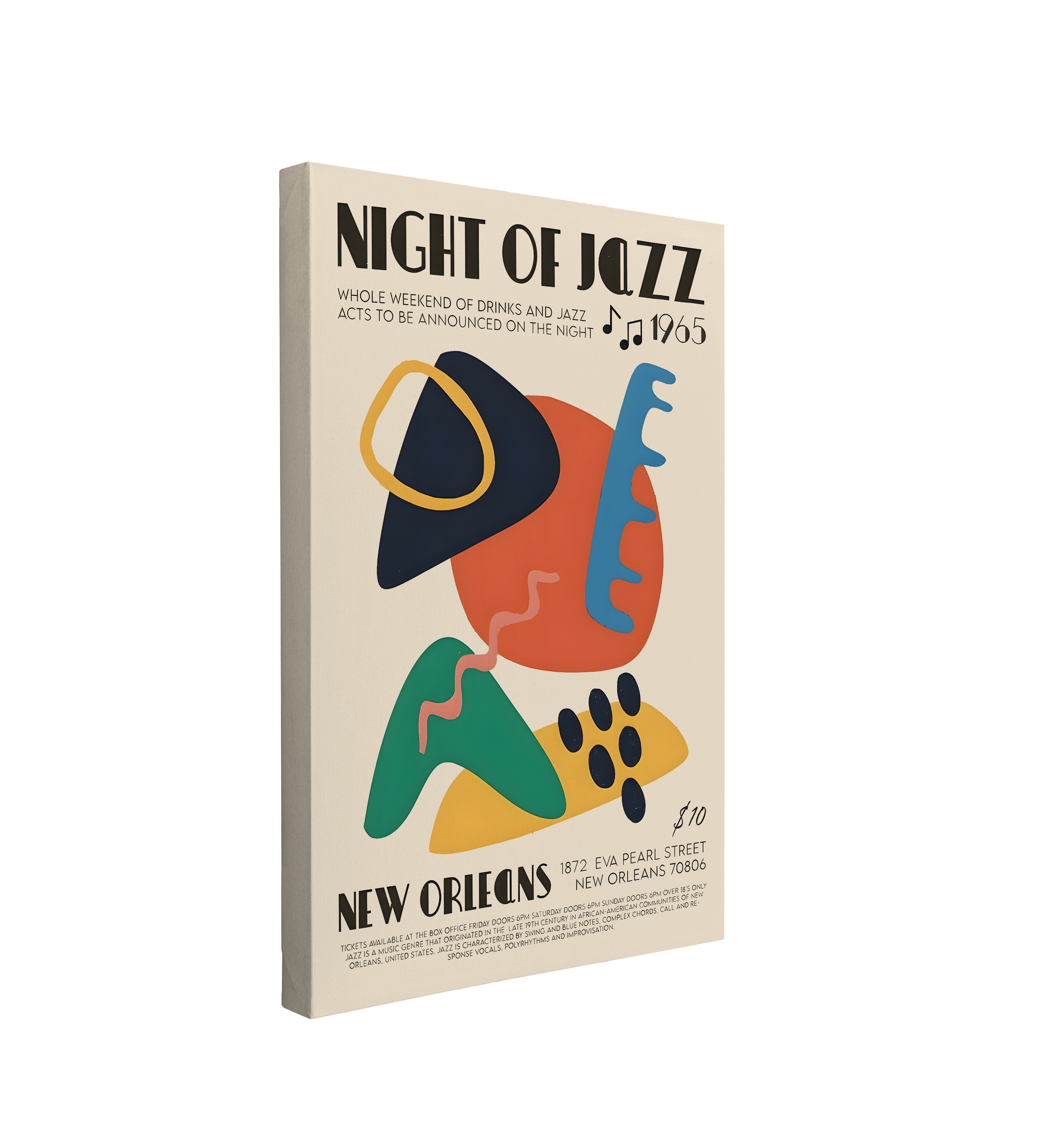 New Orleans, Jazz Festival Poster - Canvas Print Wall Art Décor Whelhung