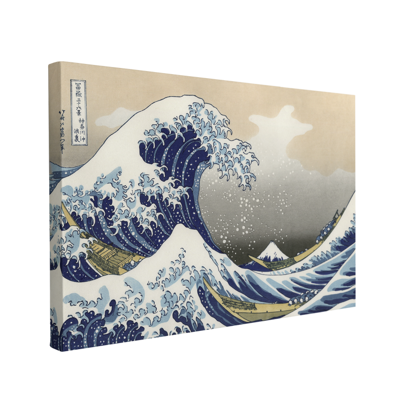 Hokusai's The Great Wave at Kanagawa (1760-1849) Vintage Japanese Ukiyo-e Woodcut Print - Canvas Wall Art Décor Whelhung