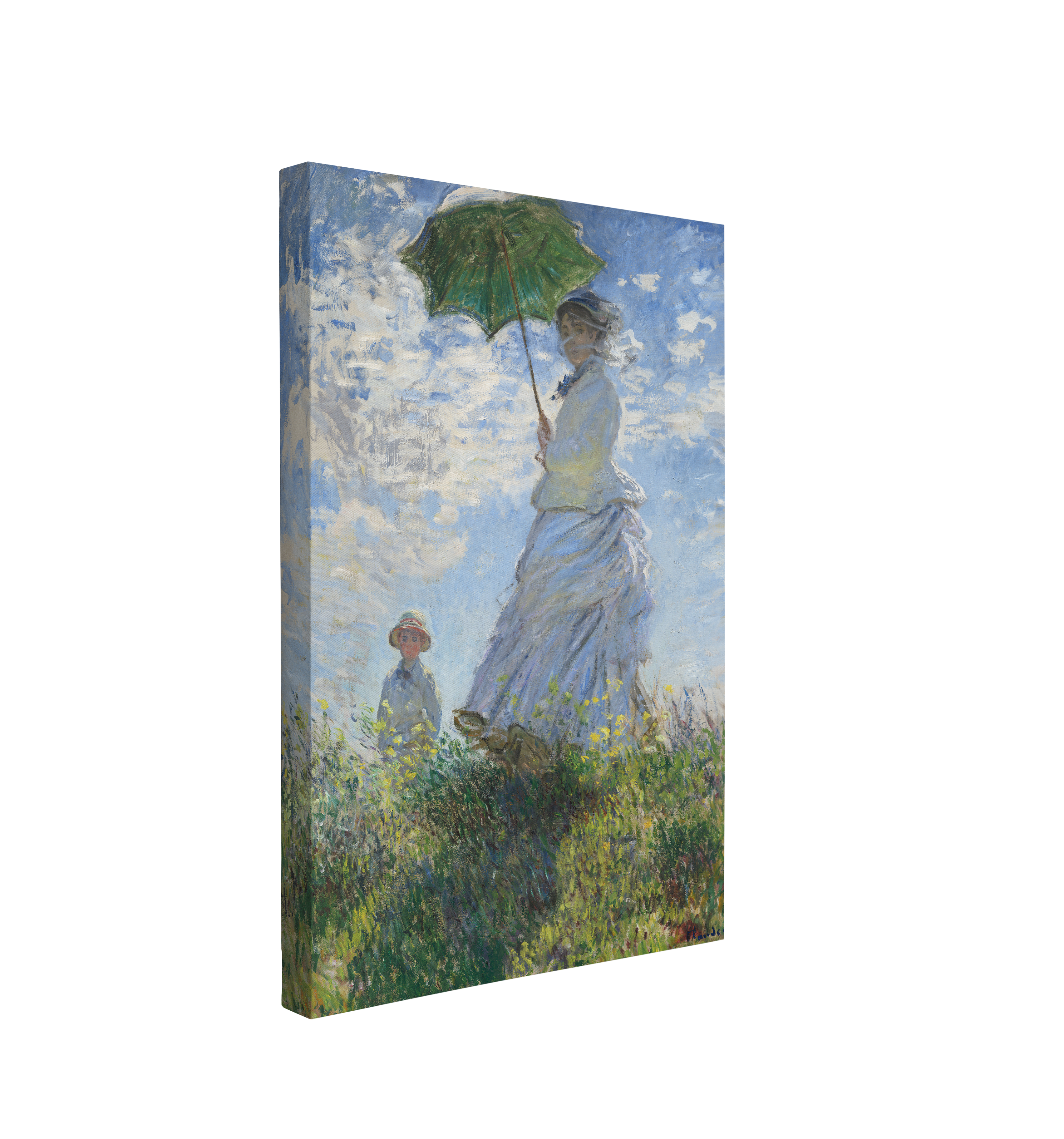 Claude Monet's Madame Monet and Her Son (1875), Woman with a Parasol - Canvas Print Wall Art Décor Whelhung