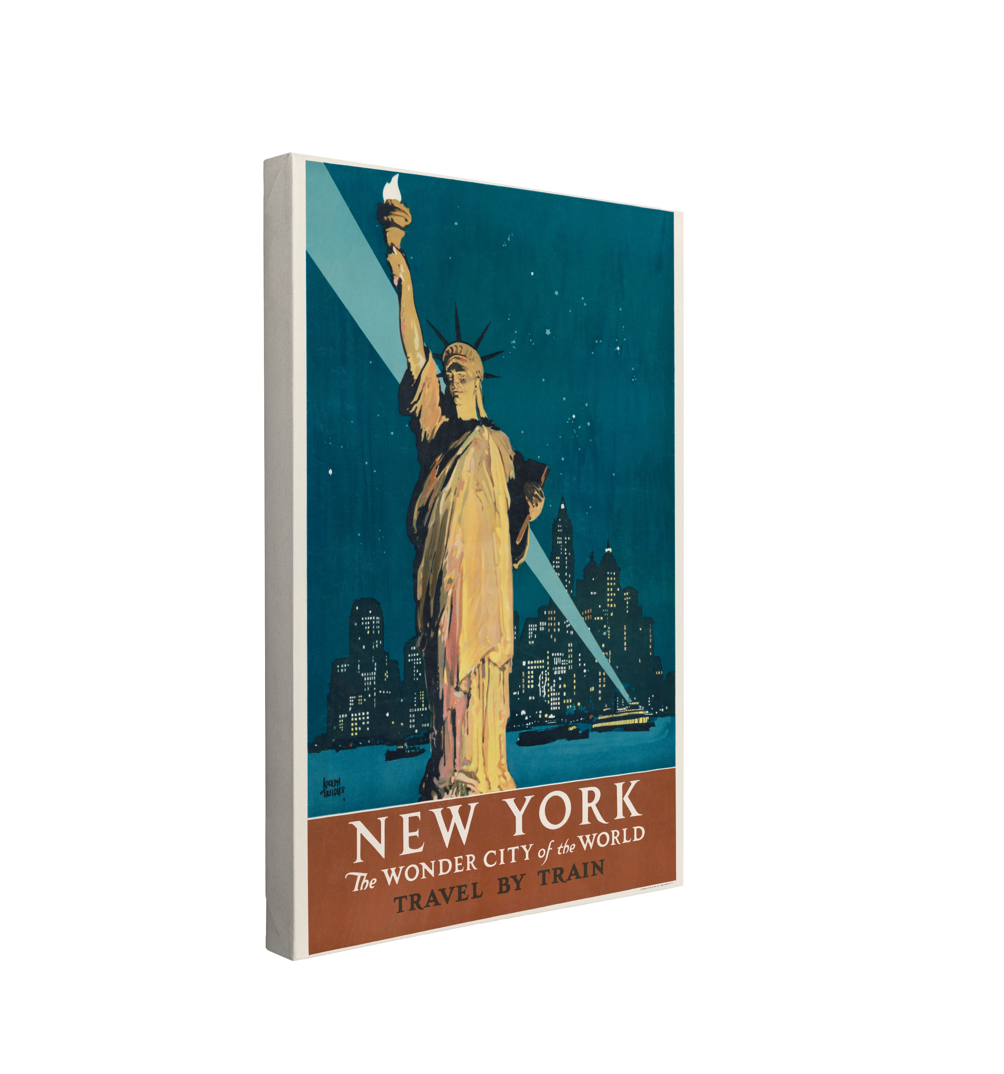 New York, The Wonder City of the World - Travel by Train (1927) by Adolph Treidler - Canvas Print Wall Art Décor Whelhung