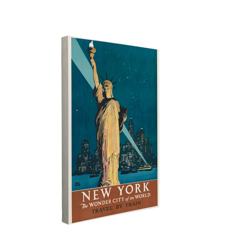 New York, The Wonder City of the World - Travel by Train (1927) by Adolph Treidler - Canvas Print Wall Art Décor Whelhung