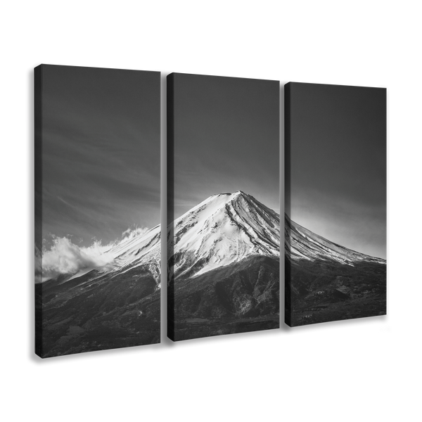 Black and White Mount Fuji Photography 3-Panel - Canvas Print Wall Art Décor Whelhung