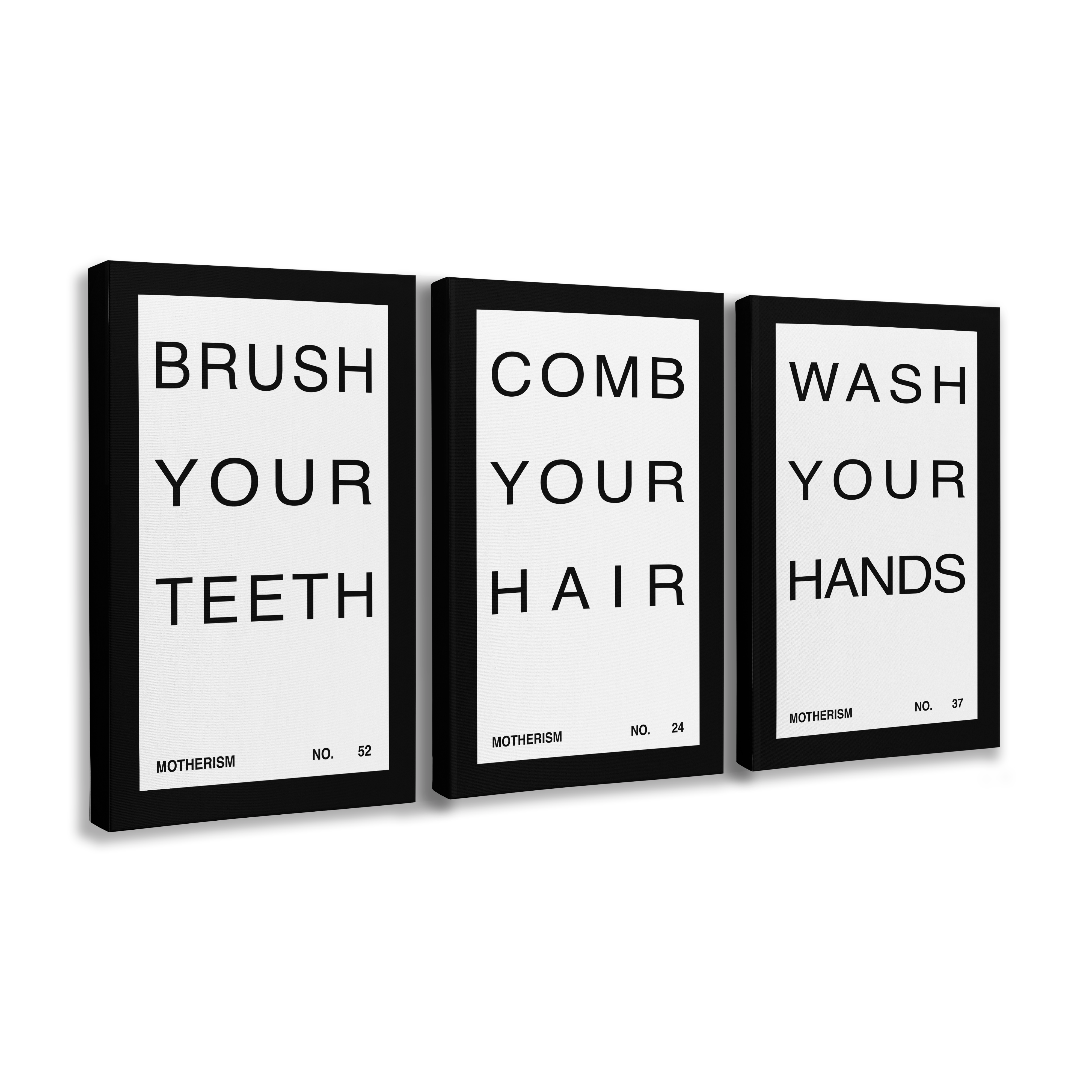 Bathroom Motherisms 3 Panel - Canvas Print Wall Art Décor Whelhung