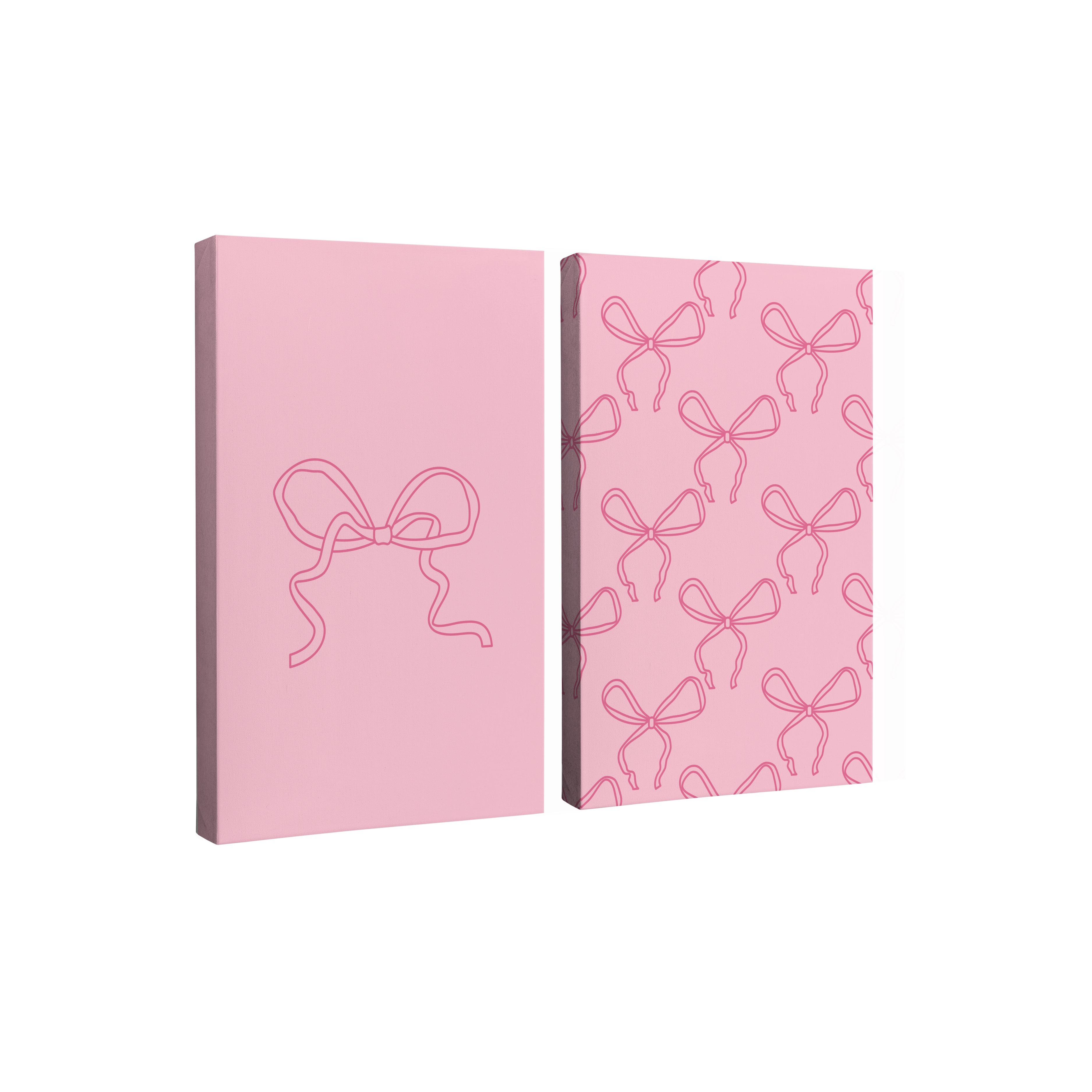 Pink Ribbons (2 Panel) Minimalist Coquette Aesthetic - Easy to Hang Canvas