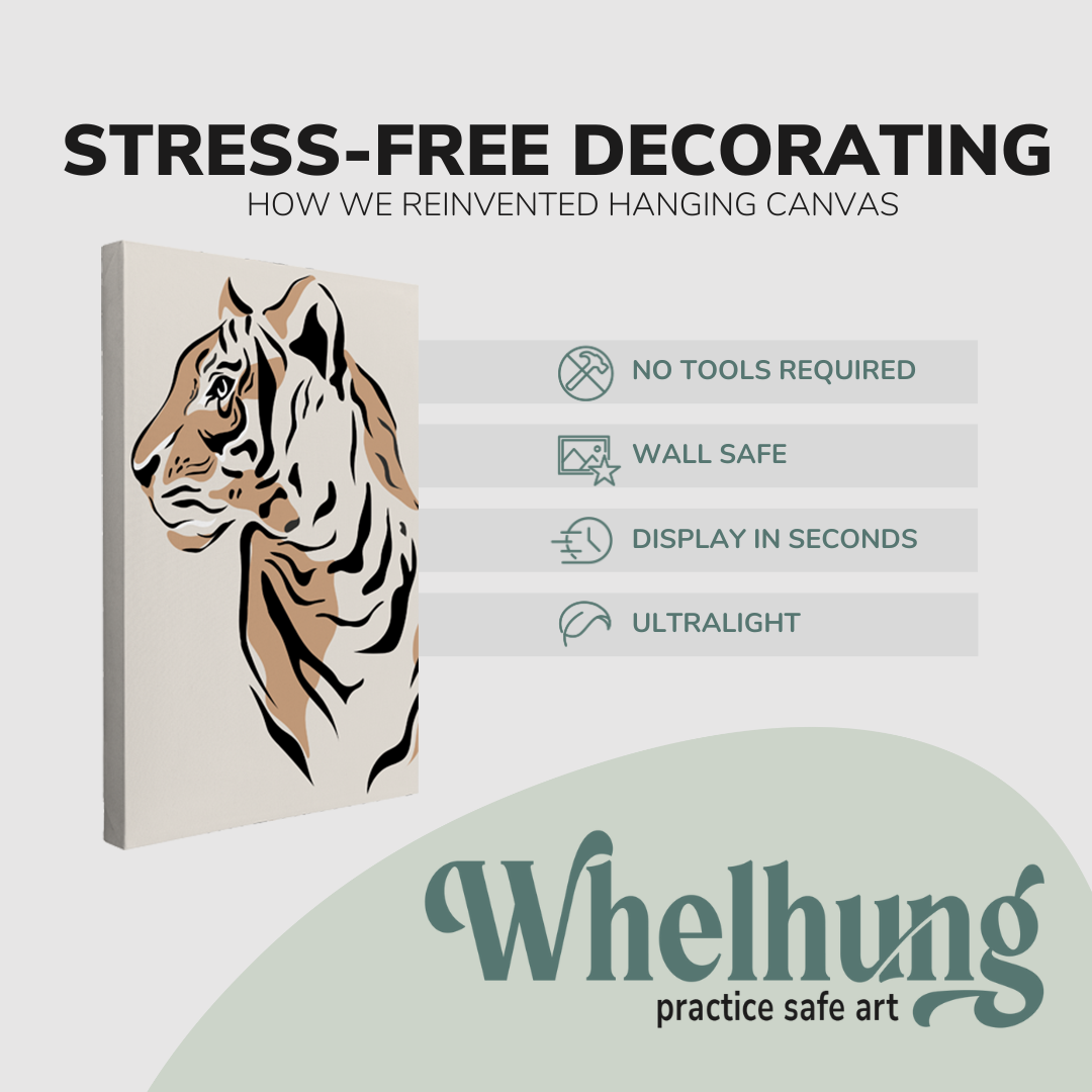 Minimalist Boho Abstract Tiger - Canvas Print Wall Art Décor Whelhung