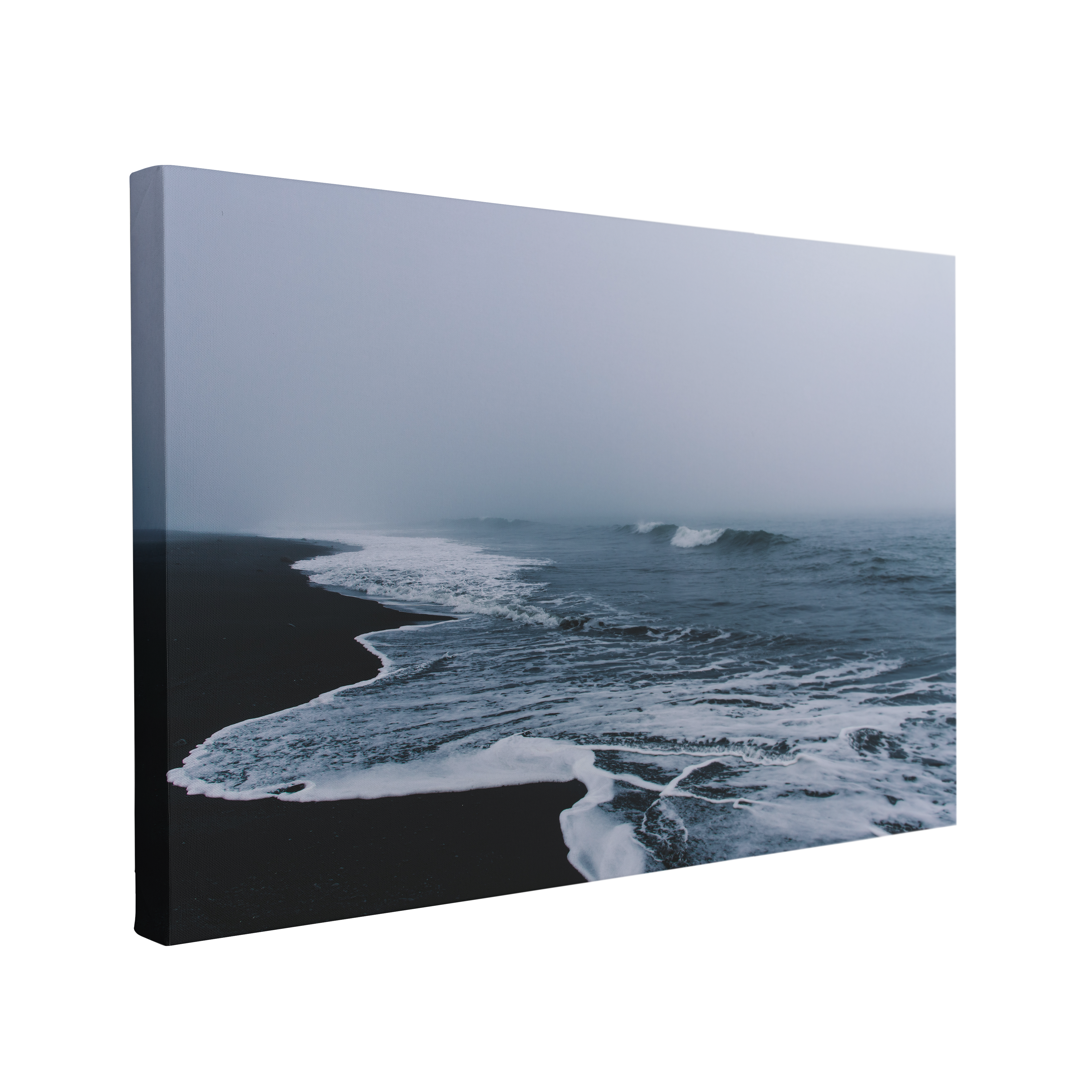 Moody Beach Waves Coastal Photography - Canvas Print Wall Art Décor Whelhung