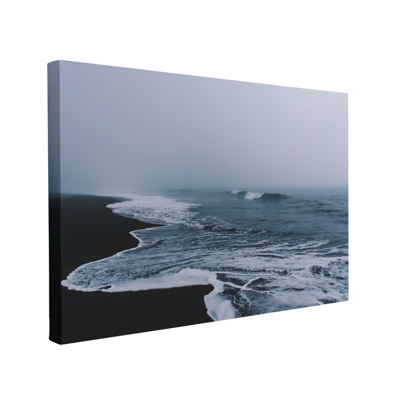 Moody Beach Waves Coastal Photography - Canvas Print Wall Art Décor Whelhung