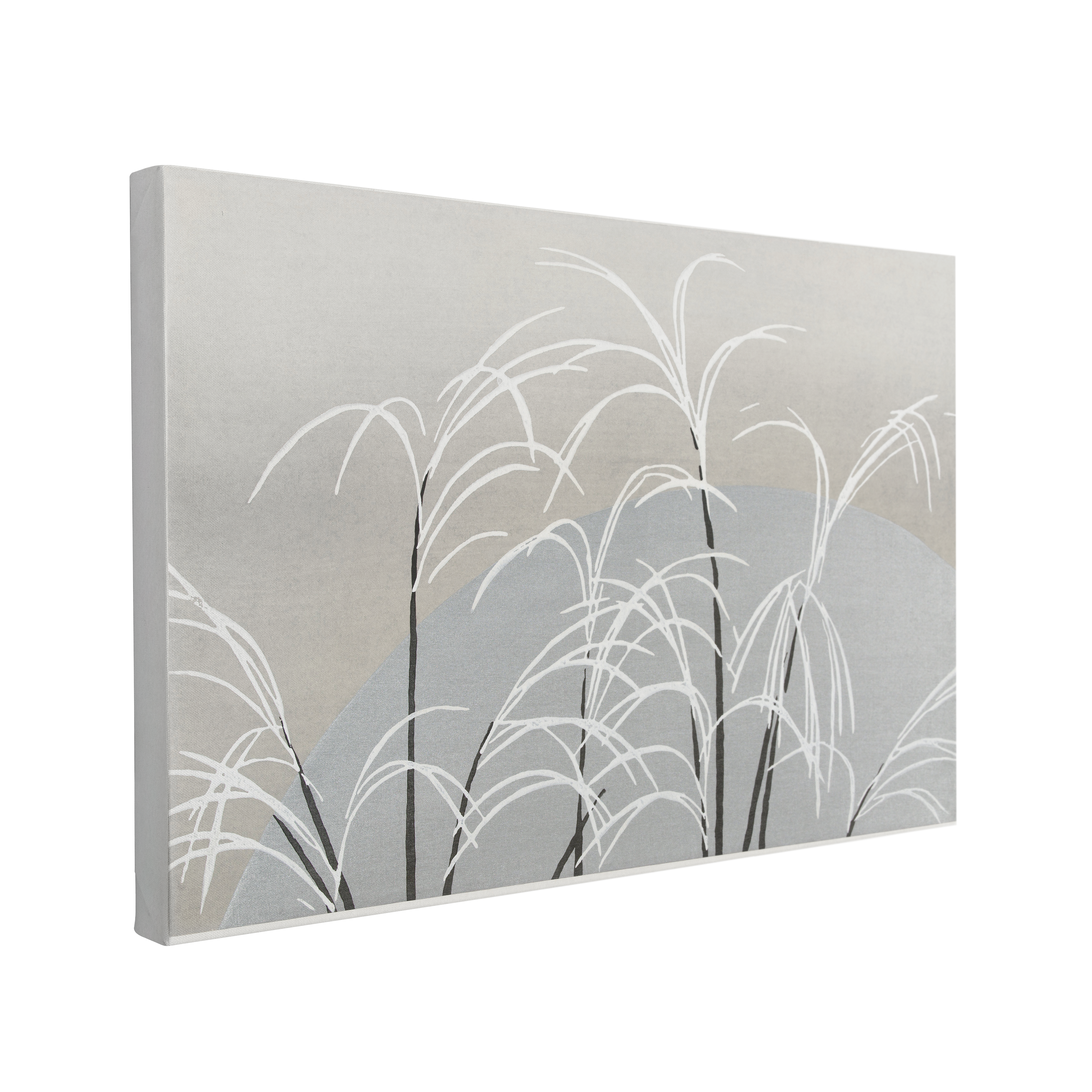 Moon and Grasses by Unsodo Winter Woodblock Print - Canvas Print Wall Art Décor Whelhung