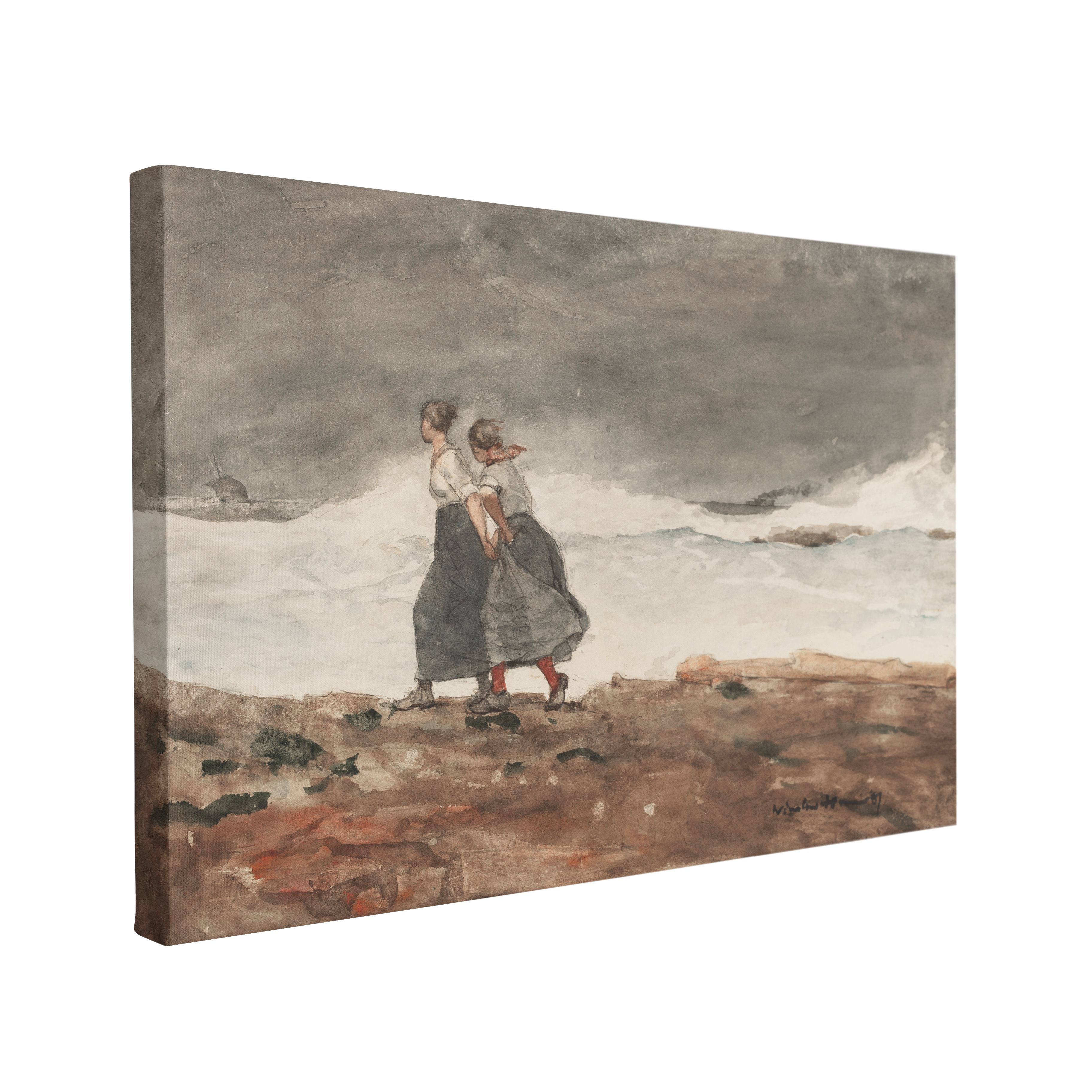 Danger by Winslow Homer Watercolor and Gouache over Graphite Painting - Coastal - Canvas Print Wall Art Décor Whelhung