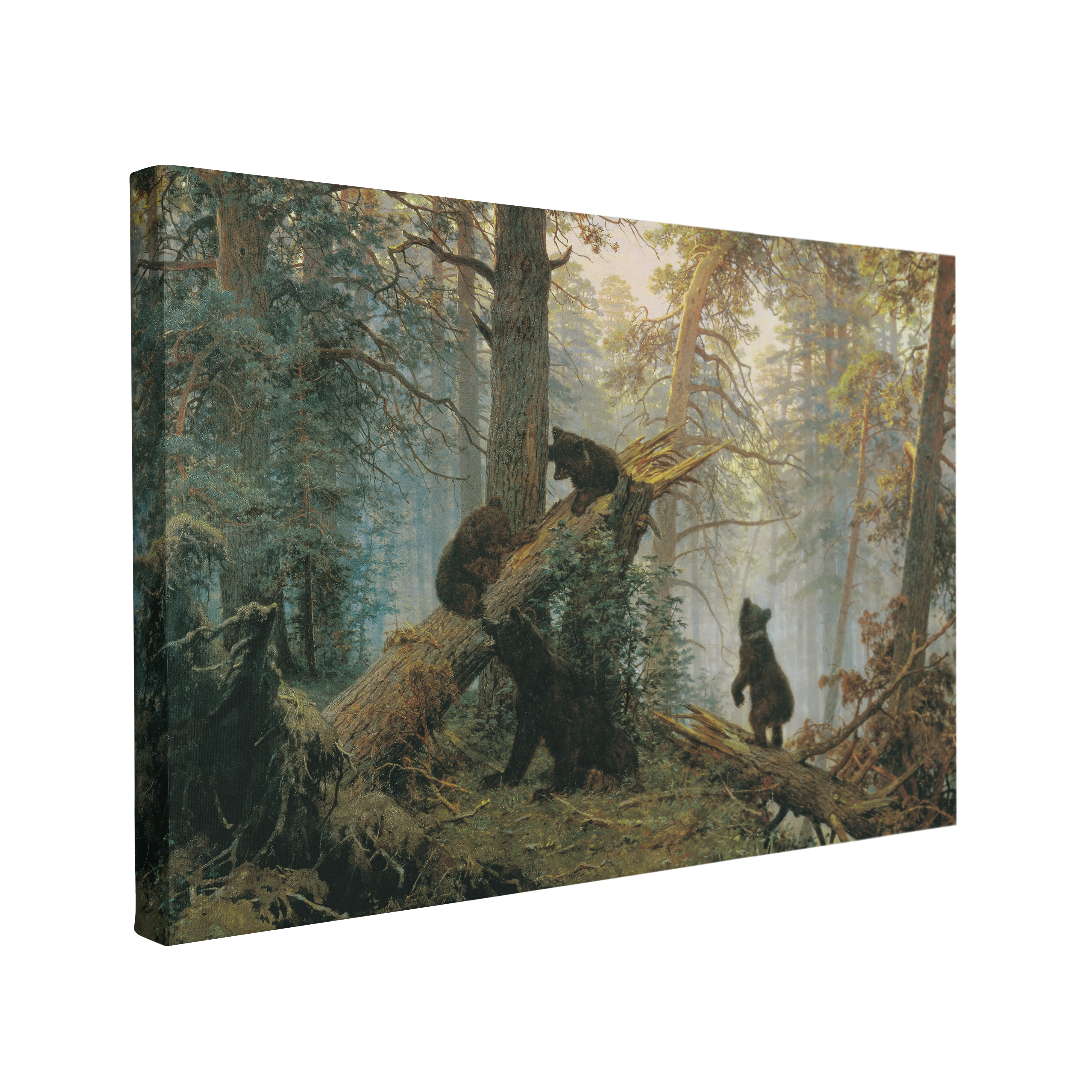 Morning in a Pine Forest by Ivan Shishkin Oil Painting - Bear Cubs - Canvas Print Wall Art Décor Whelhung