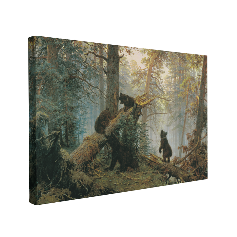 Morning in a Pine Forest by Ivan Shishkin Oil Painting - Bear Cubs - Canvas Print Wall Art Décor Whelhung