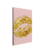 Pink and Gold Kiss  - Girl Boss Crystal Canvas Print Wall Art Décor Whelhung