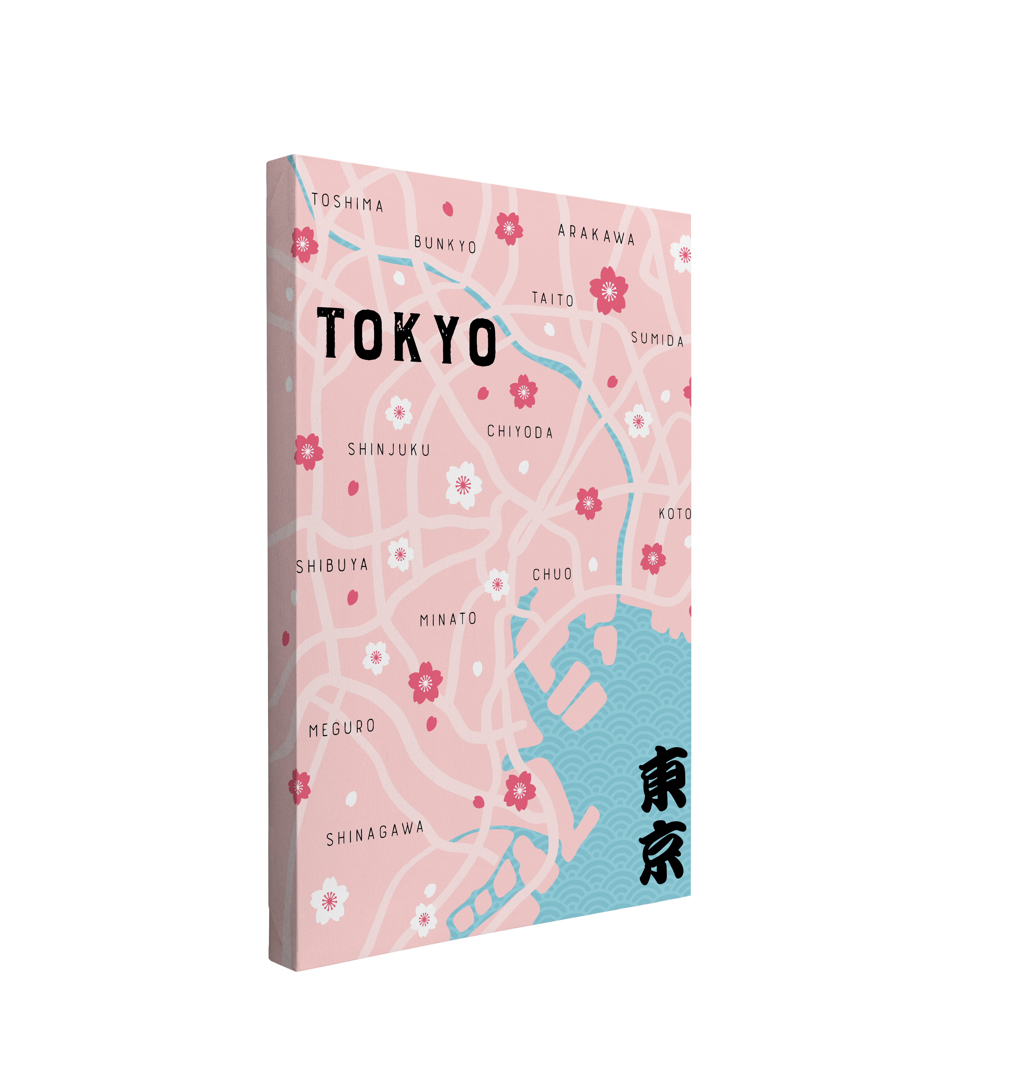 Pink Tokyo, Japan Map - Crystal Canvas Print Wall Art Décor Whelhung