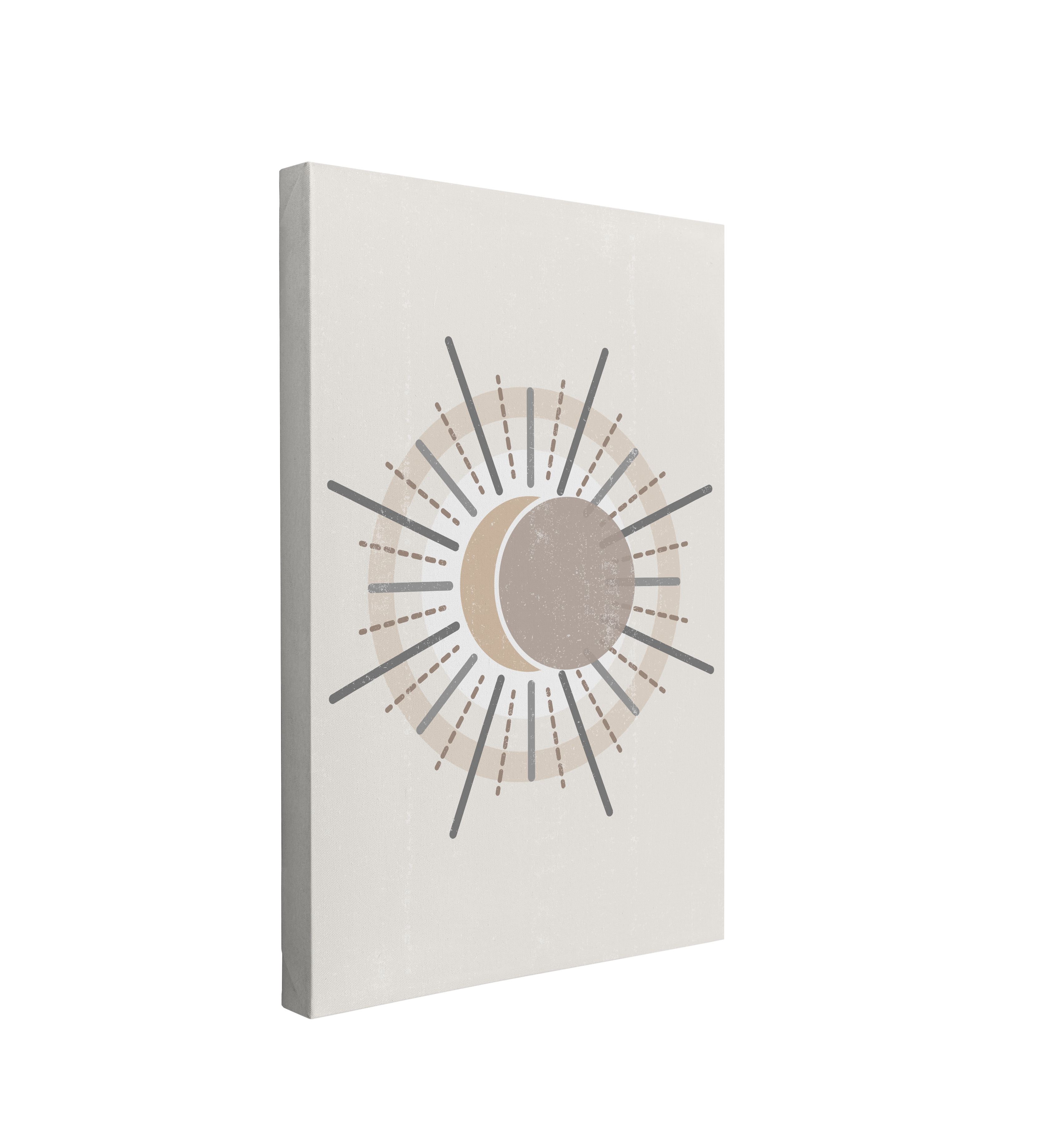 Minimalist Neutral Coastal Sun and Moon - Canvas Print Wall Art Décor Whelhung