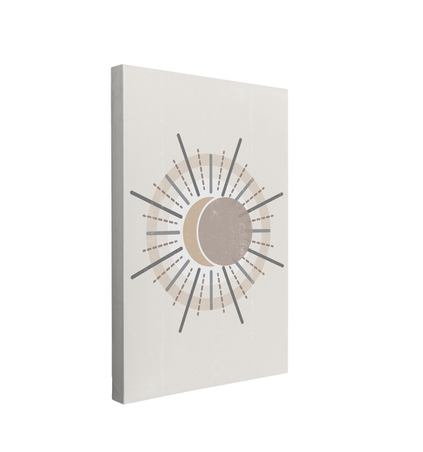 Minimalist Neutral Coastal Sun and Moon - Canvas Print Wall Art Décor Whelhung