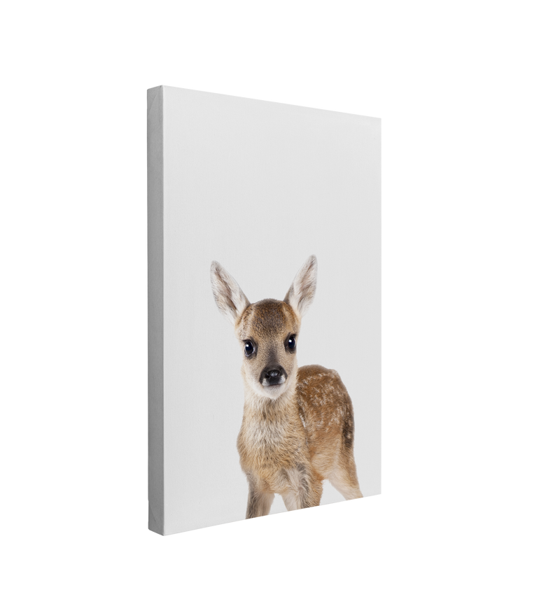 Minimalist Baby Deer - Woodland Animal Peekaboo Nursery Photography - Crystal Canvas Print Wall Art Décor Whelhung