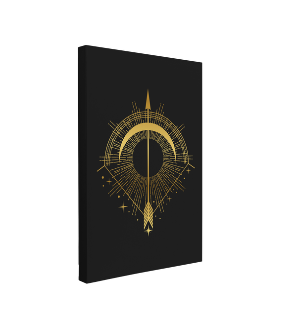 Bow and Arrow - Black and Gold Occult Crystal Canvas Print Wall Art Décor Whelhung