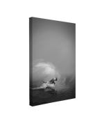 Black and White Dog in a Wave - Canvas Print Wall Art Décor Whelhung