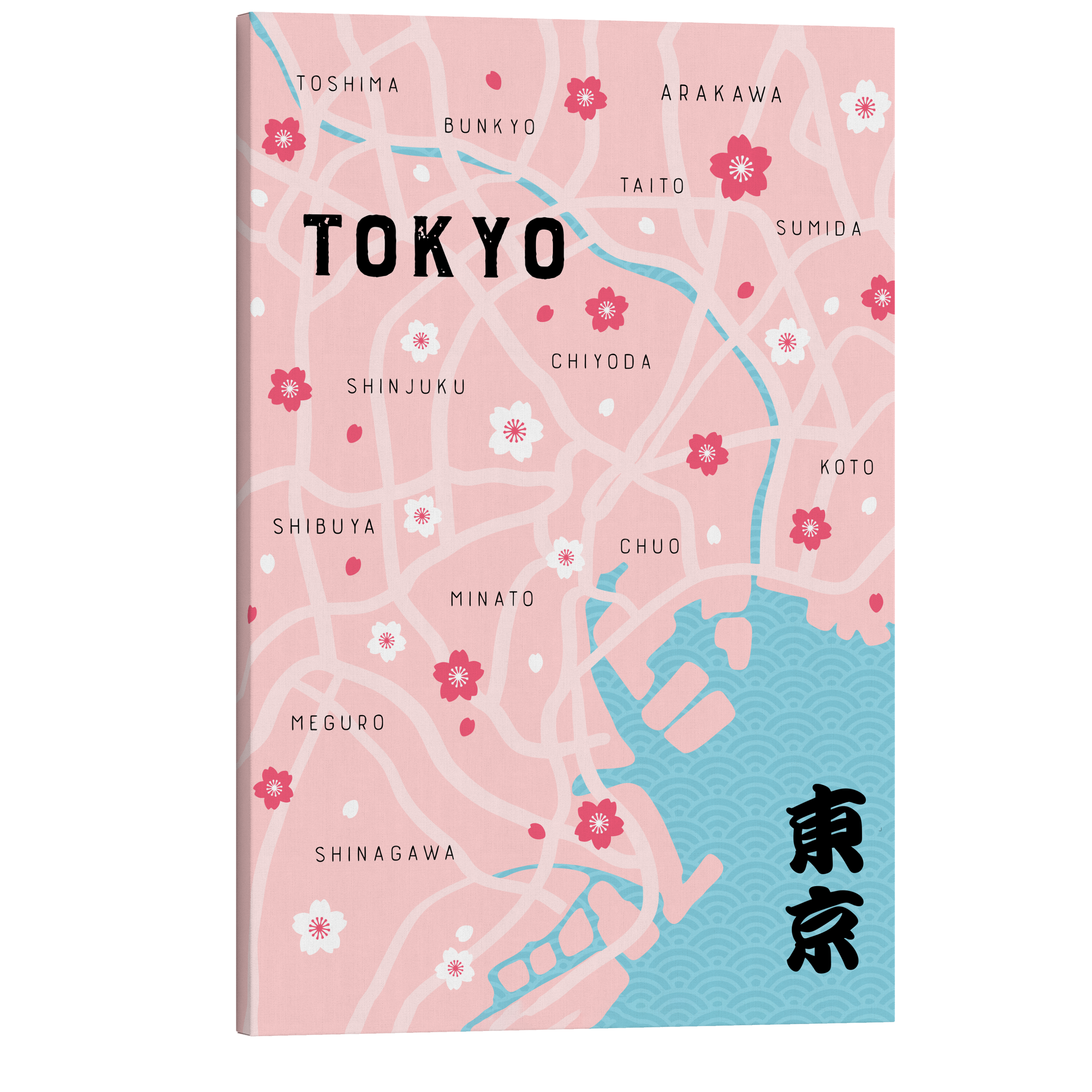 Pink Tokyo, Japan Map - Crystal Canvas Print Wall Art Décor Whelhung