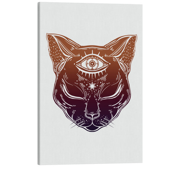 Third Eye Cat  - Occult Tattoo Crystal Canvas Print Wall Art Décor Whelhung