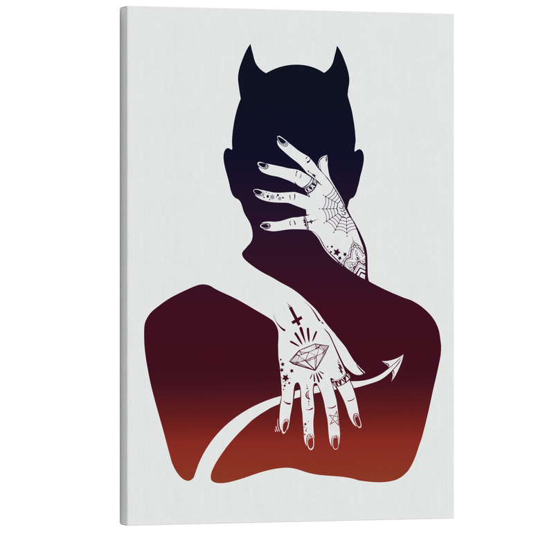 Devils Embrace - Occult Tattoo Crystal Canvas Print Wall Art Décor Whelhung