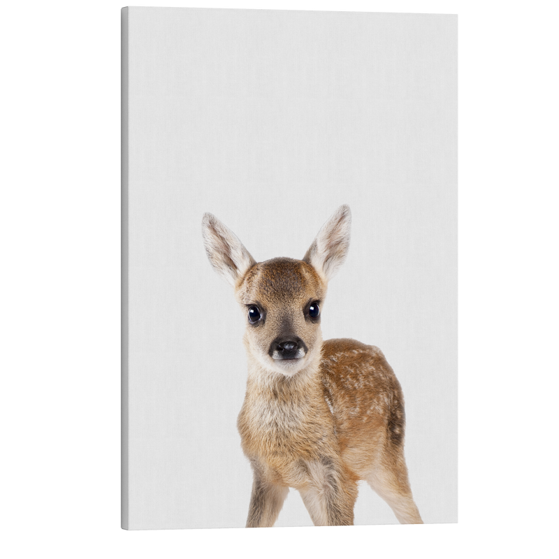 Minimalist Baby Deer - Woodland Animal Peekaboo Nursery Photography - Crystal Canvas Print Wall Art Décor Whelhung