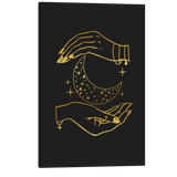 Moon Hands - Black and Gold Occult Crystal Canvas Print Wall Art Décor Whelhung