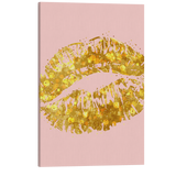 Pink and Gold Kiss  - Girl Boss Crystal Canvas Print Wall Art Décor Whelhung