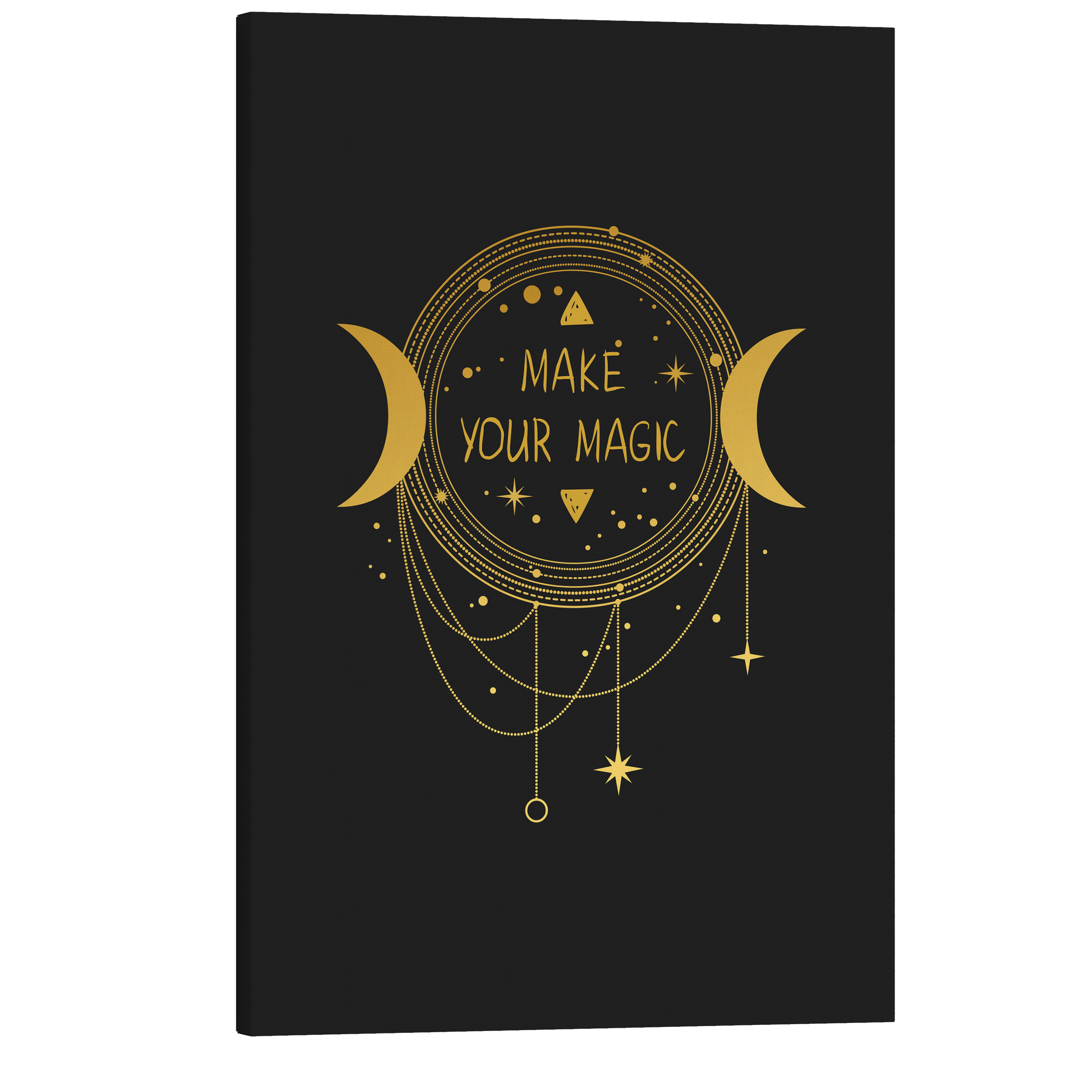 Make Your Magic - Black and Gold Occult Crystal Canvas Print Wall Art Décor Whelhung