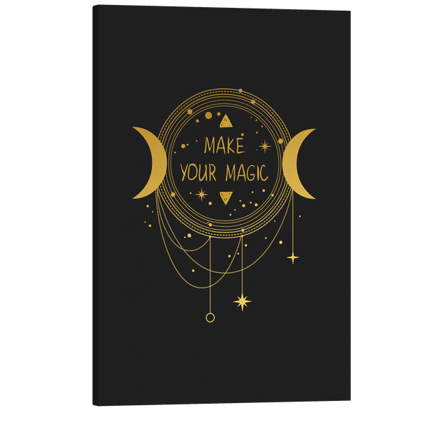 Make Your Magic - Black and Gold Occult Crystal Canvas Print Wall Art Décor Whelhung