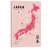 Pink Japan Map - Crystal Canvas Print Wall Art Décor Whelhung