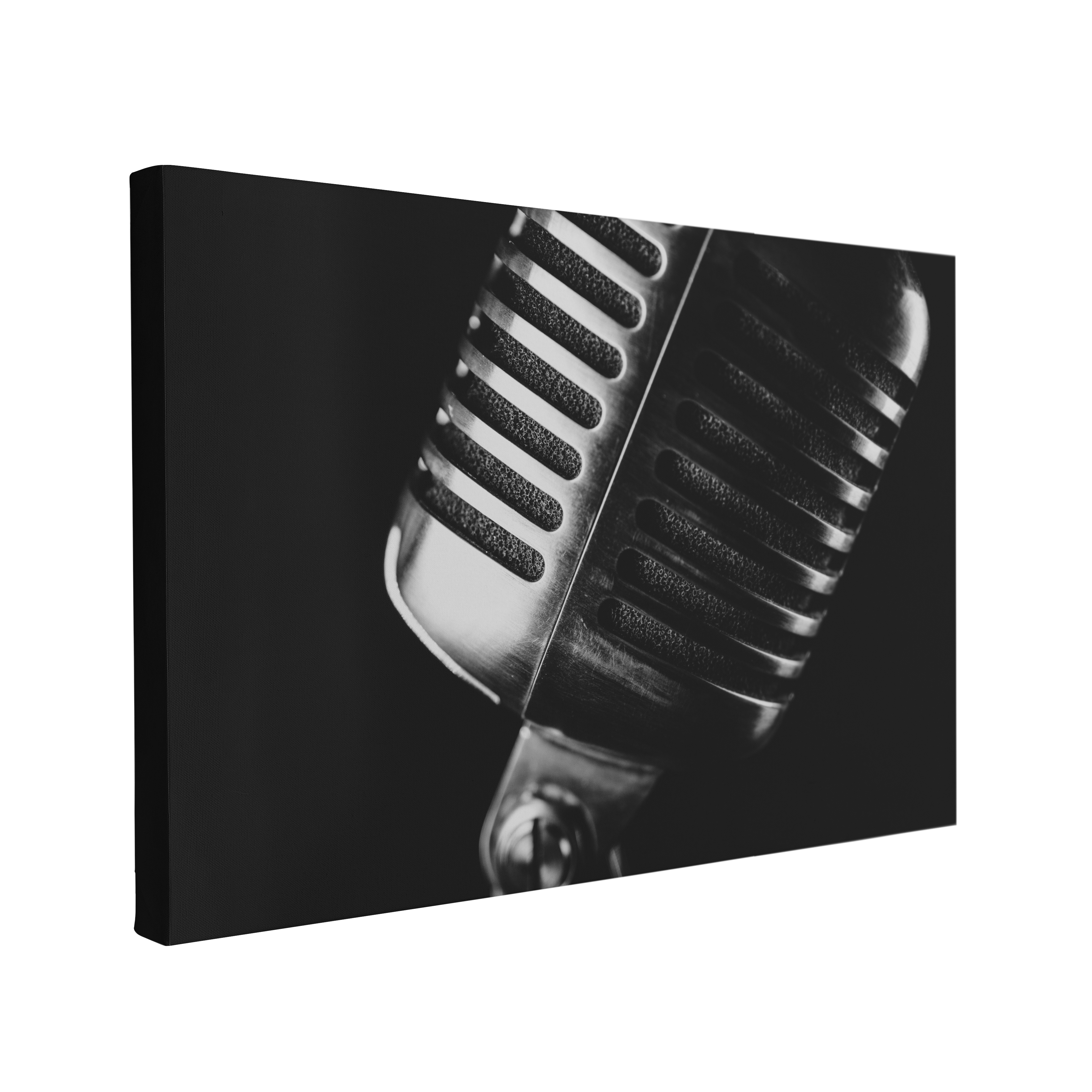 Black and White Microphone Photography - Canvas Print Wall Art Décor Whelhung