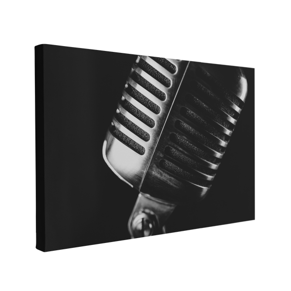 Black and White Microphone Photography - Canvas Print Wall Art Décor Whelhung