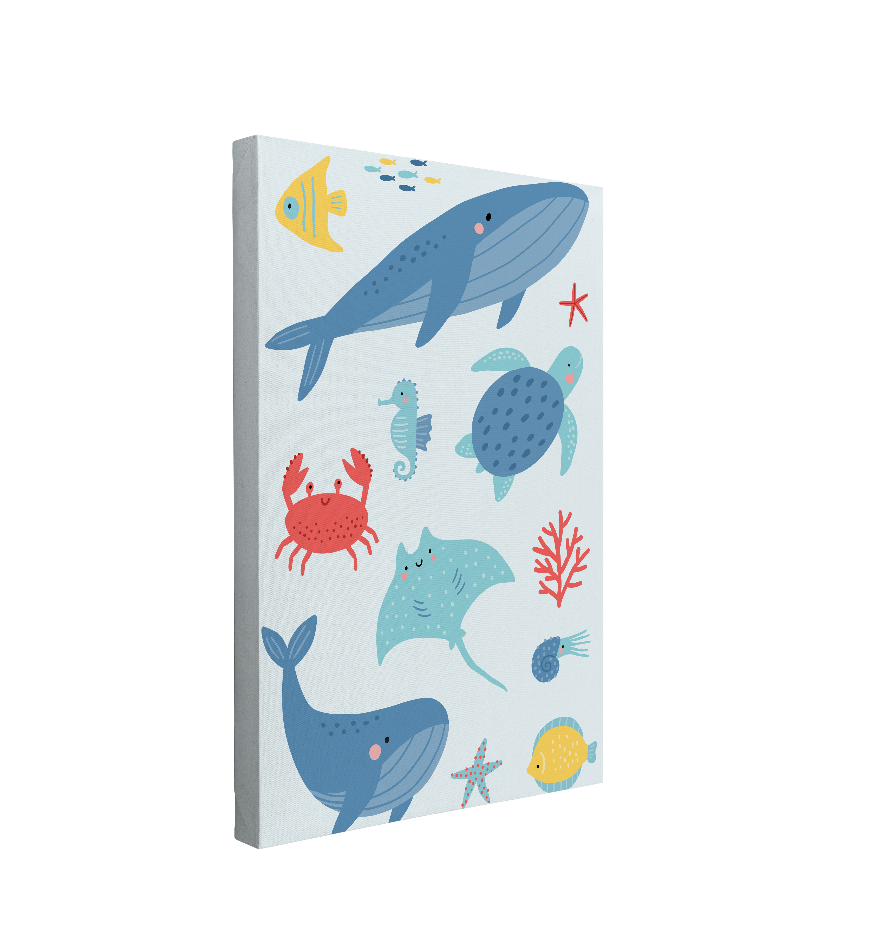 Nursery Boho Marine Animals - Canvas Print Gender Neutral Wall Art Décor Whelhung