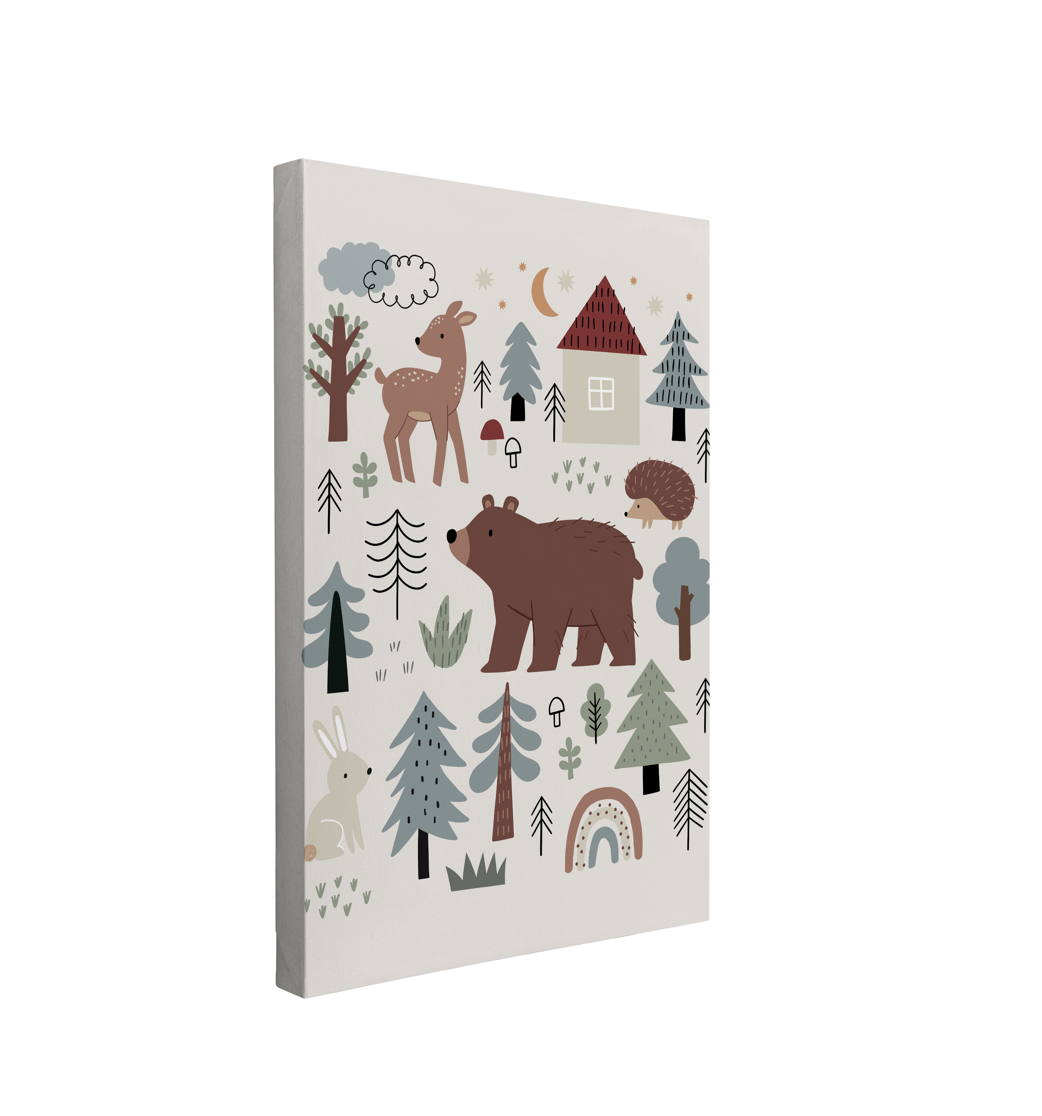 Nursery Boho Woodland Animals - Canvas Print Gender Neutral Wall Art Décor Whelhung