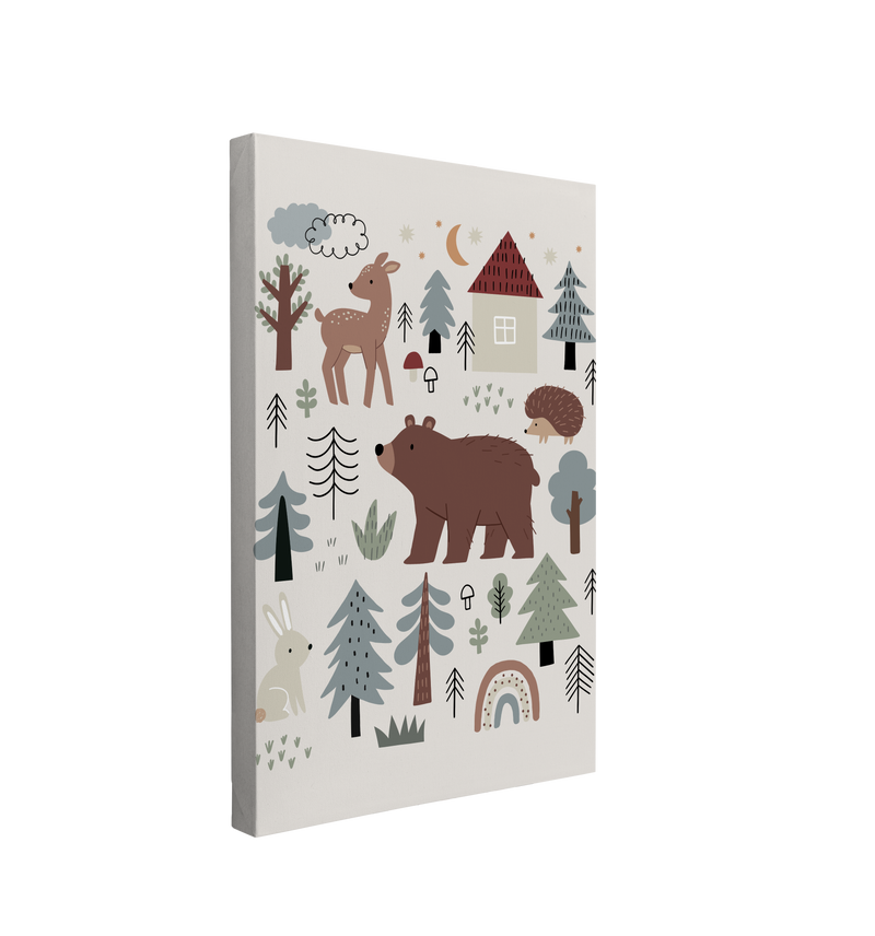 Nursery Boho Woodland Animals - Canvas Print Gender Neutral Wall Art Décor Whelhung