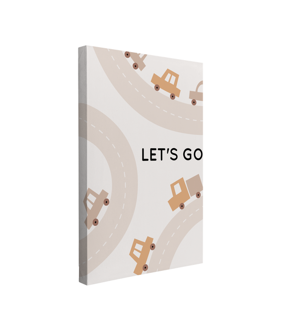 Nursery Boho Cars - Let's go - Canvas Print Gender Neutral Wall Art Décor Whelhung