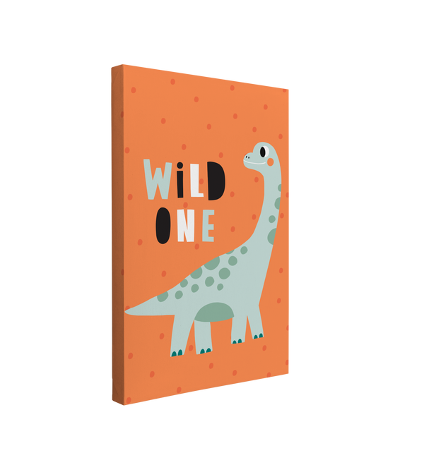 Nursery Boho Brontosaurus - Wild One Dinosaur - Canvas Print Gender Neutral Kids Room Wall Art Décor Whelhung