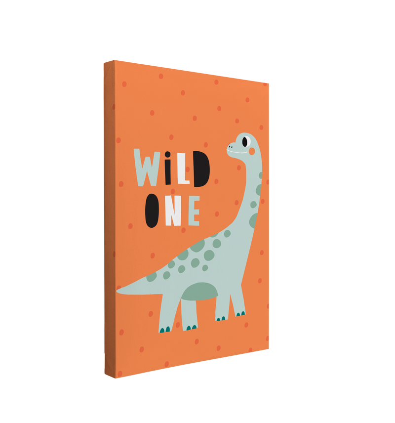 Nursery Boho Brontosaurus - Wild One Dinosaur - Canvas Print Gender Neutral Kids Room Wall Art Décor Whelhung