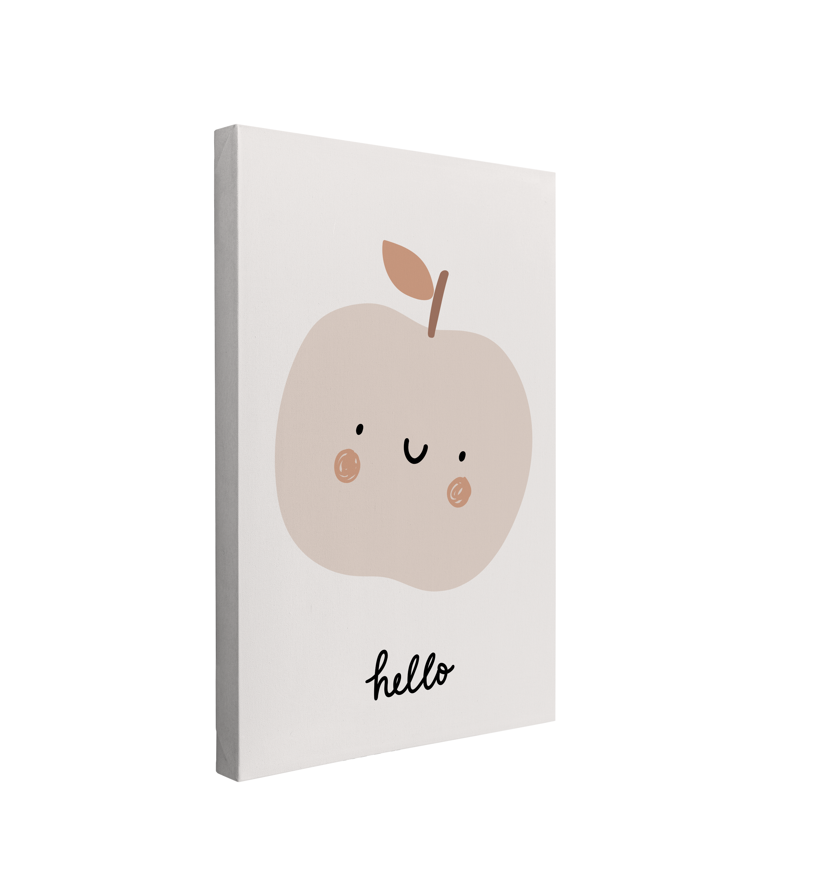 Nursery Boho Apple - Hello - Canvas Print Gender Neutral Kids Room Wall Art Décor Whelhung