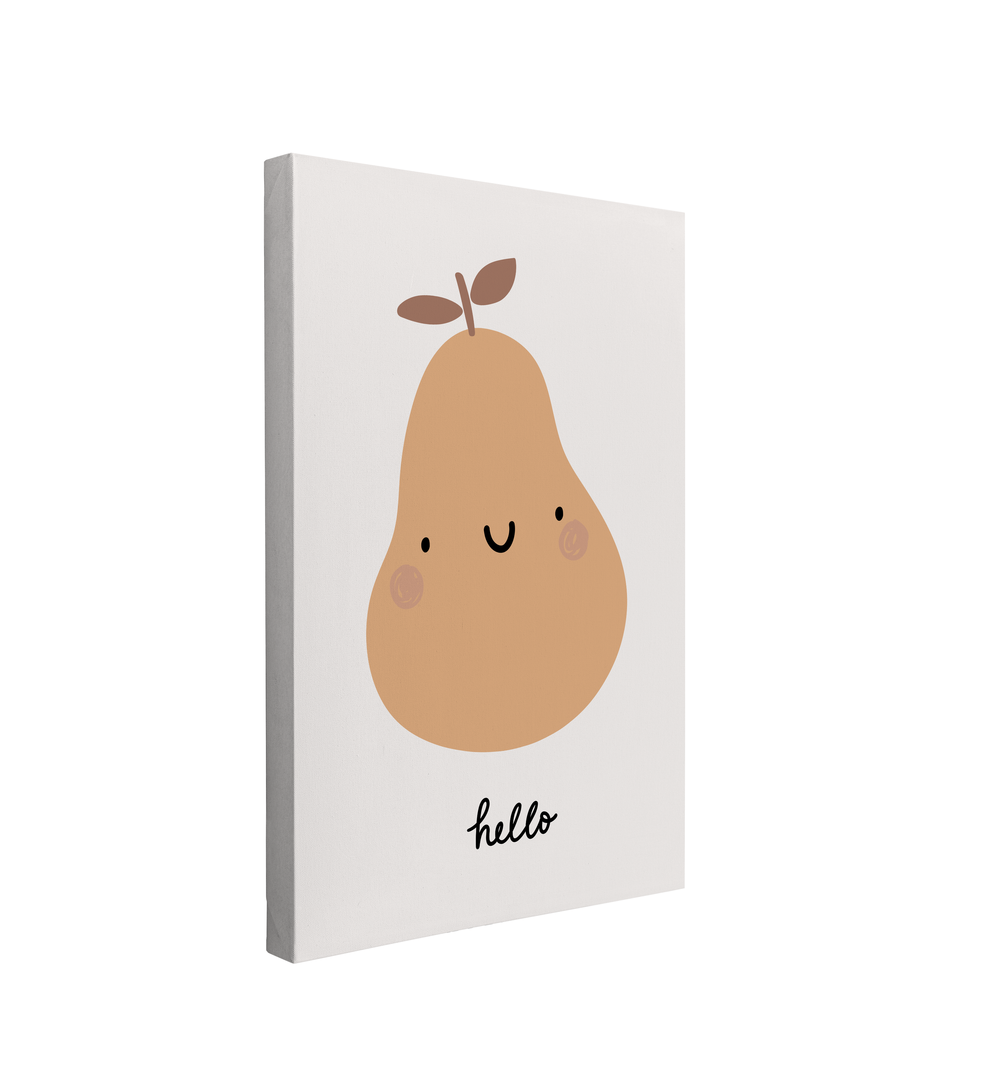 Nursery Boho Pear - Hello - Canvas Print Gender Neutral Kids Room Wall Art Décor Whelhung