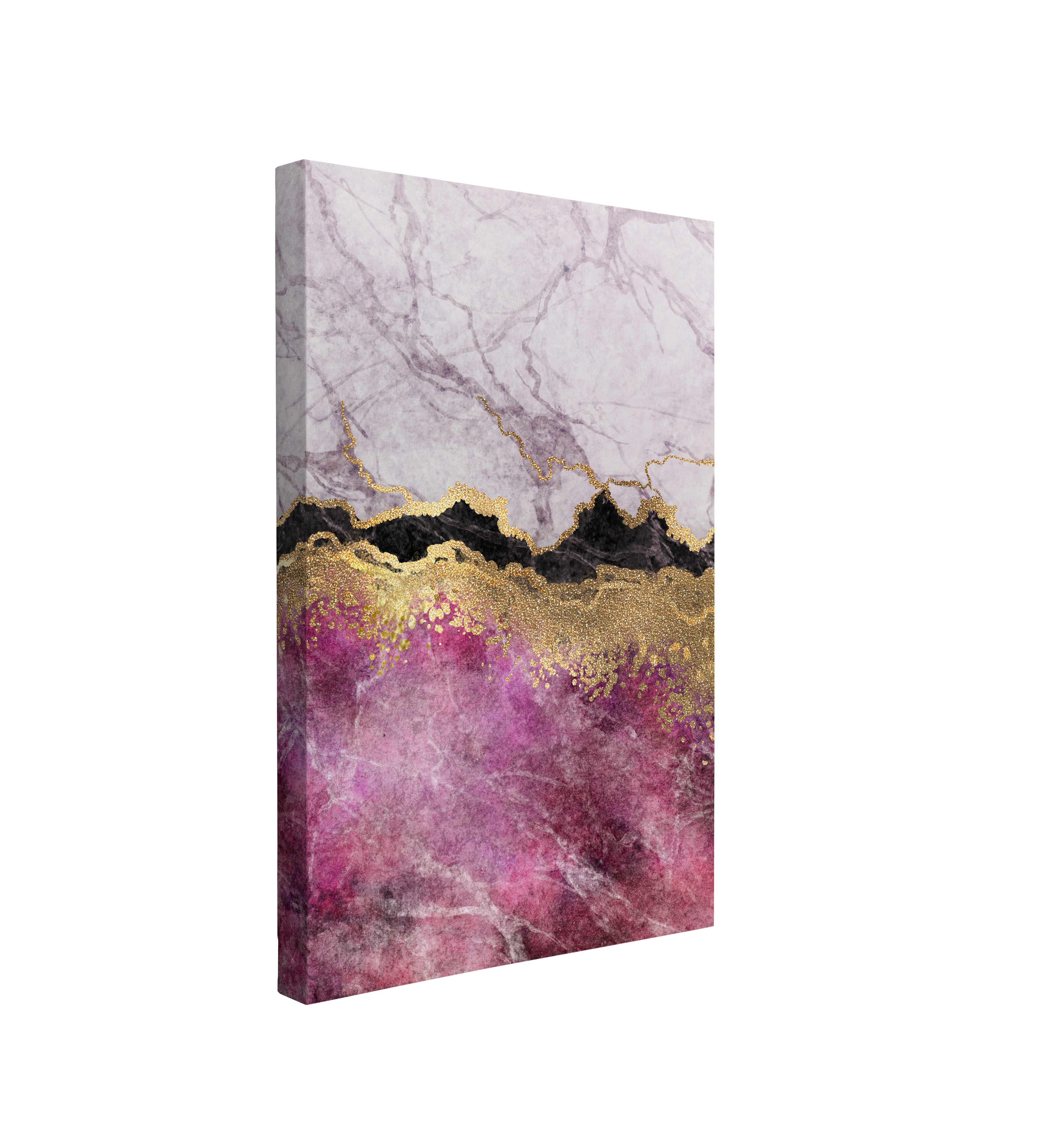 Abstract Pink and Gold Marble - Canvas Print Wall Art Décor Whelhung